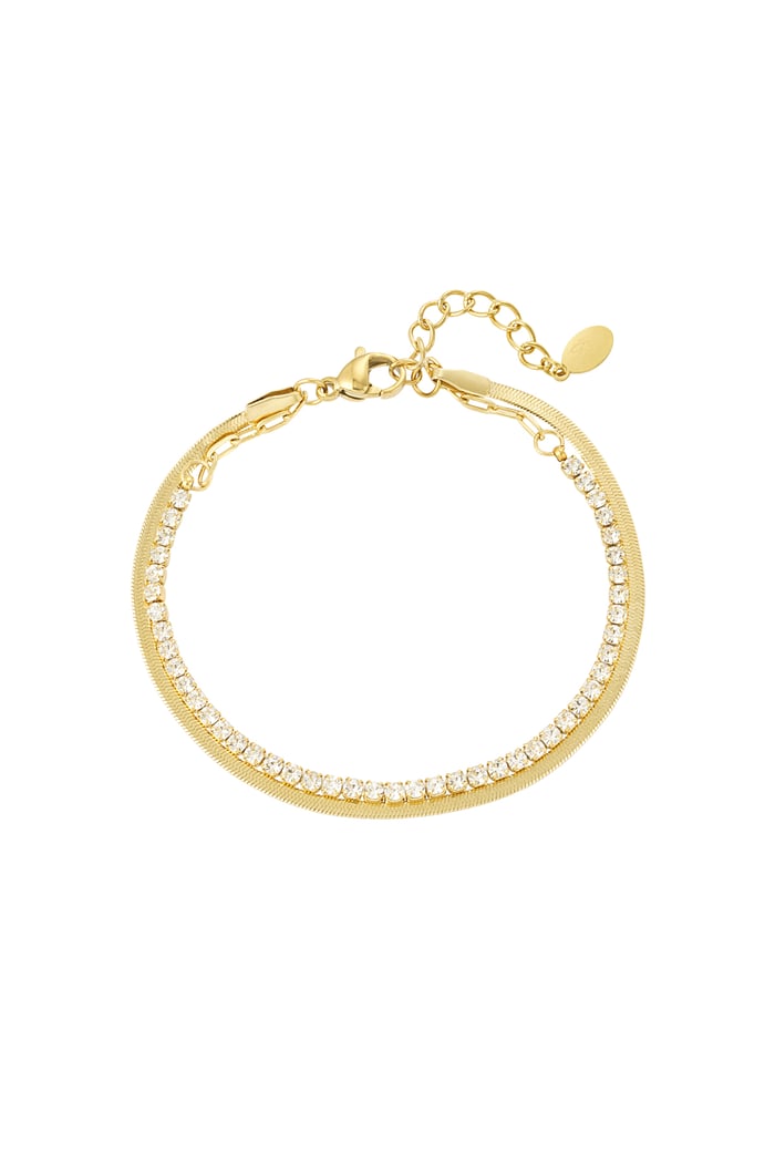 Double bracelet with diamonds - Gold color