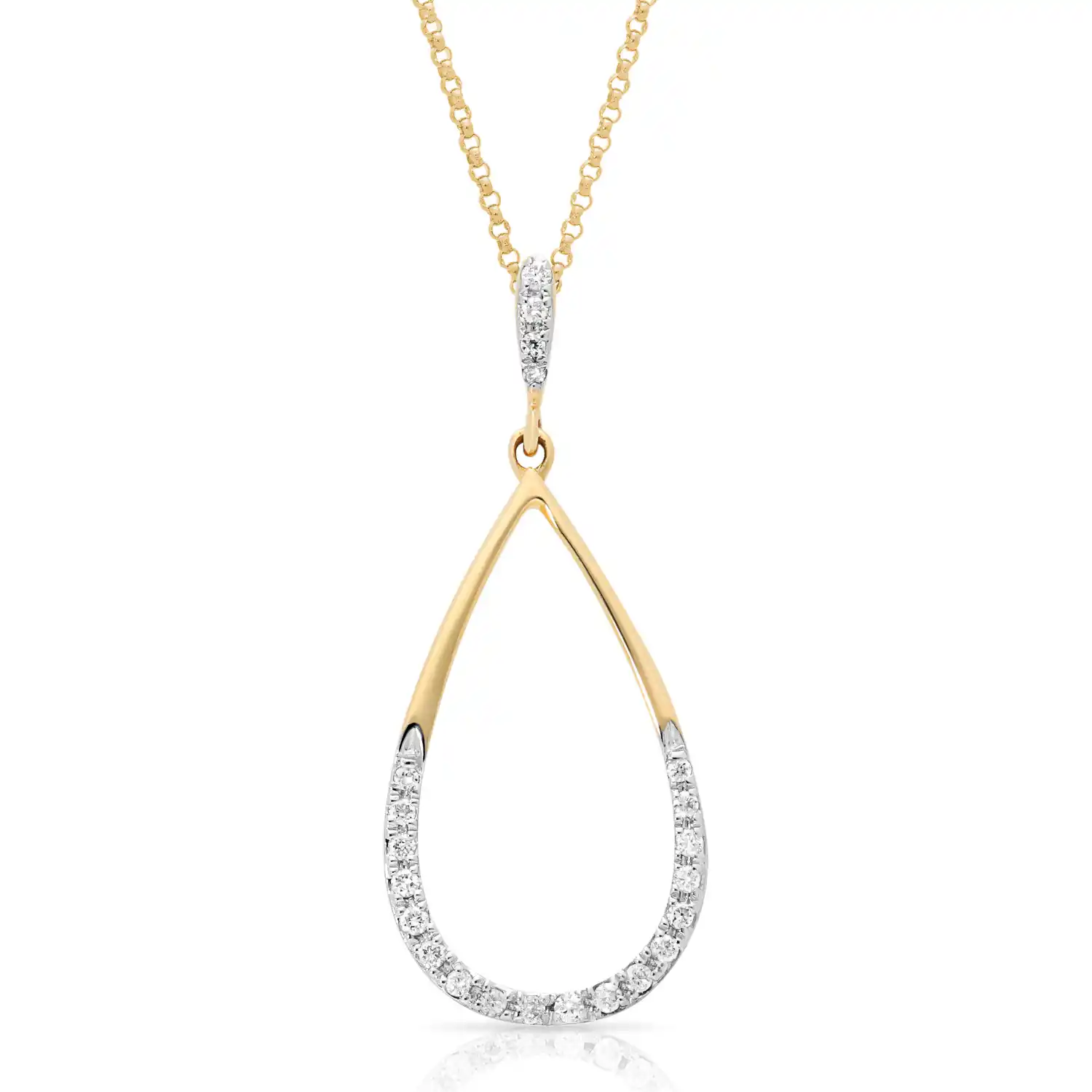 Fantasie Hanger met Collier 35-0.12 Crt, 14 Krt Geelgoud.