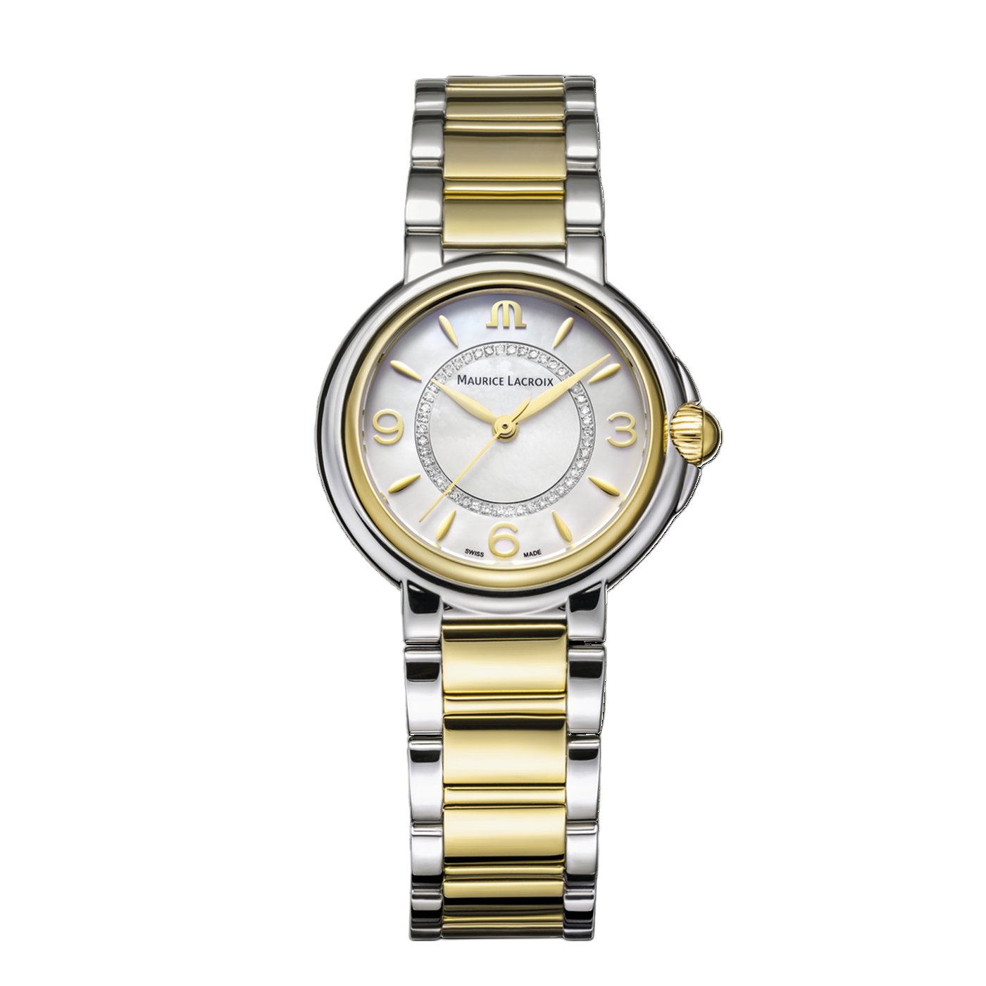 Dit is een horloge van het merk Maurice Lacroix gemaakt voor dames.
De specificaties zijn als volgt:
Kastmaat: 32 mm
Kastdikte: 9
Bandbreedte: 17
Waterdichtheid: 3 ATM / 30 Meter / 100 Feet