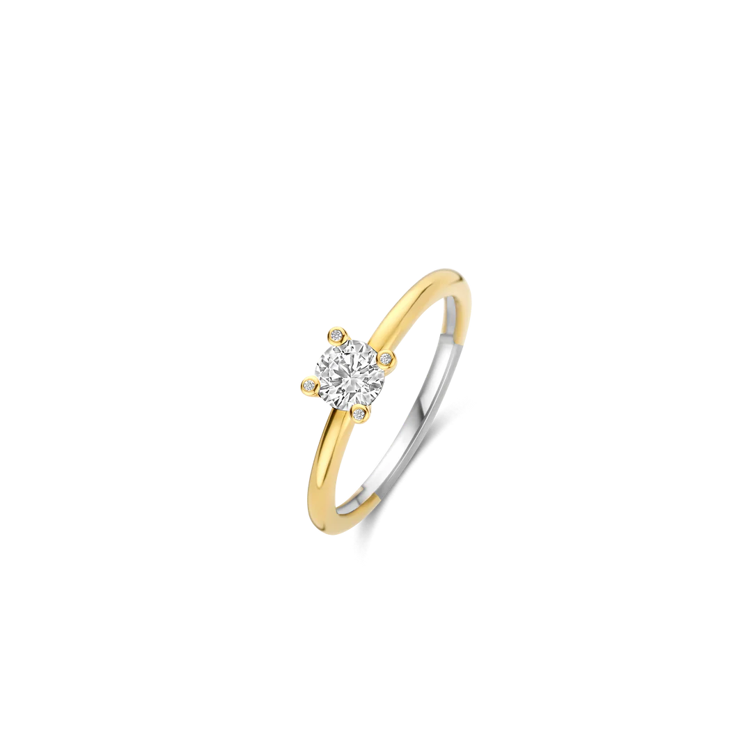 Ti sento ring solitair verguld met zirkonia maat 52 | 12367ZY