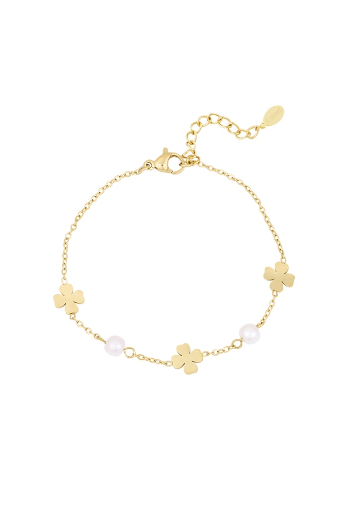 Bracelet with clover and pearls