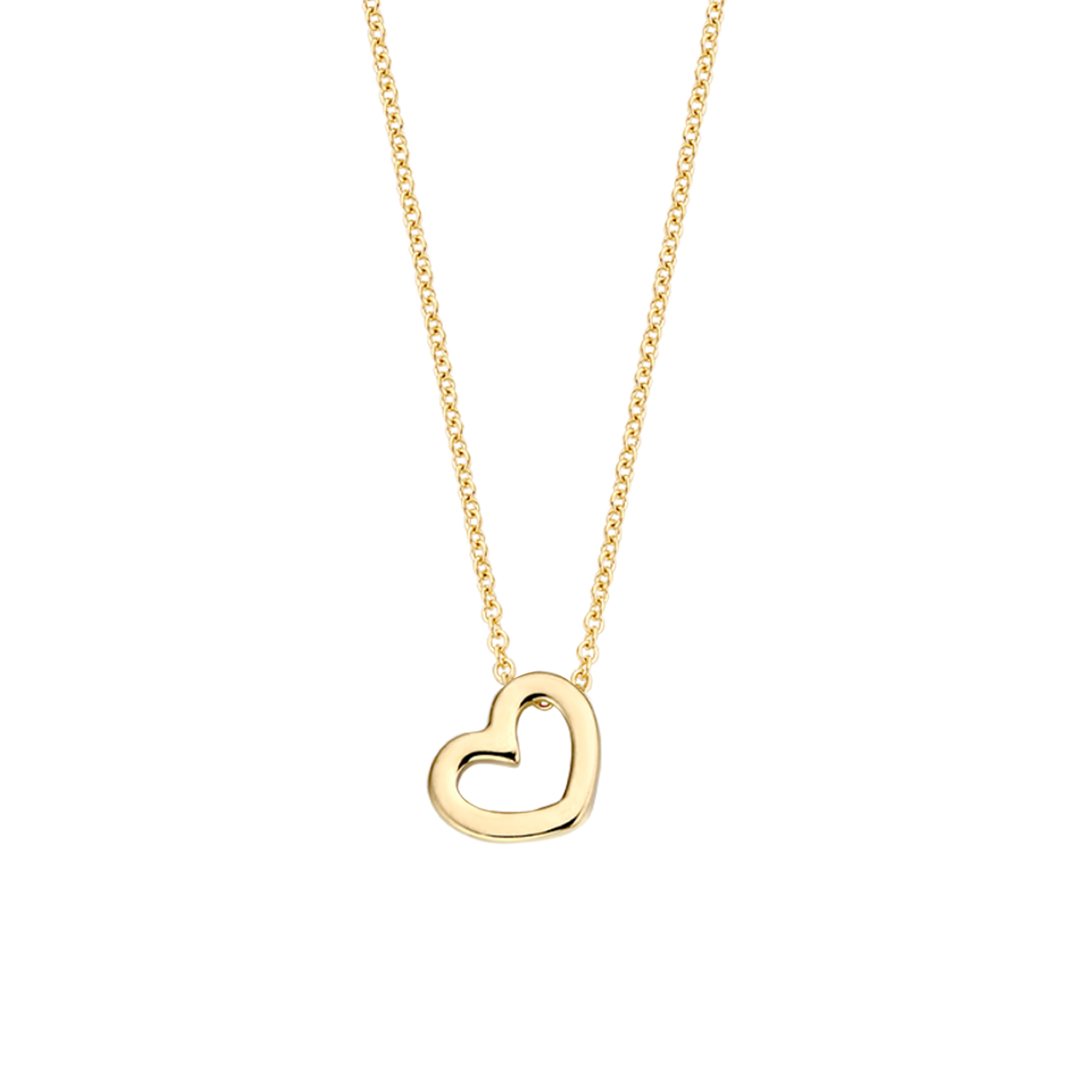 Blush - 14kt geelgouden dames collier met opengewerkte hart hanger 42cm - 3081YGO