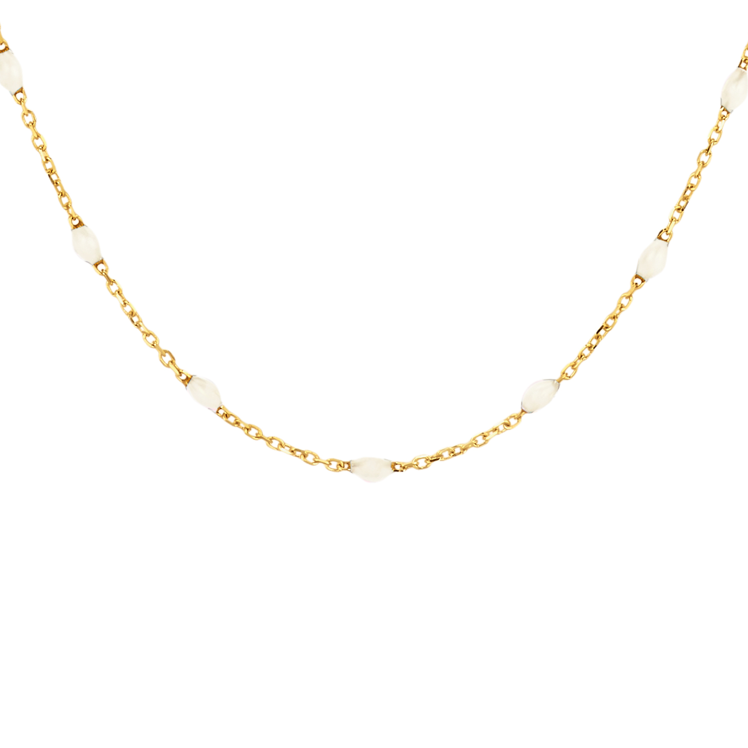 Blush - Geelgouden fantasie collier met witte resin tussenstukjes, 42cm - 3162YRM