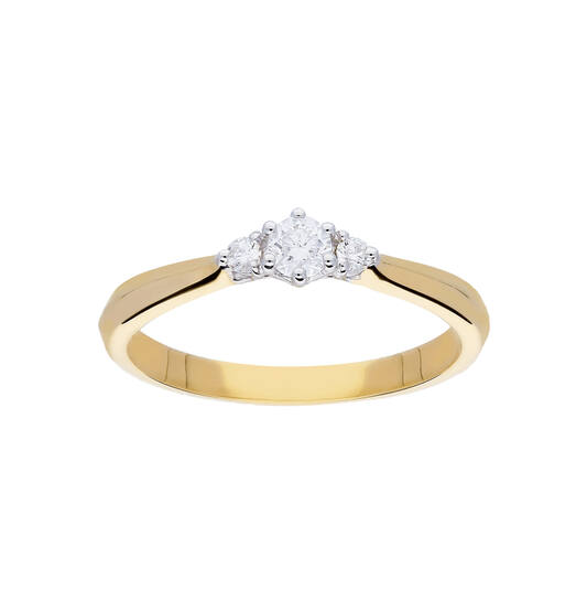 214.5243.52 Geelgouden ring met een witgouden hart zetting | diamant 0.19 G-SI | Maat 52