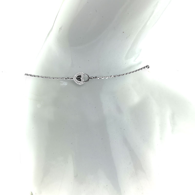 MY iMenso ODM "Anchor Lock-Heart with CZ" bracelet (925/rhod-plated) 16+3cm
