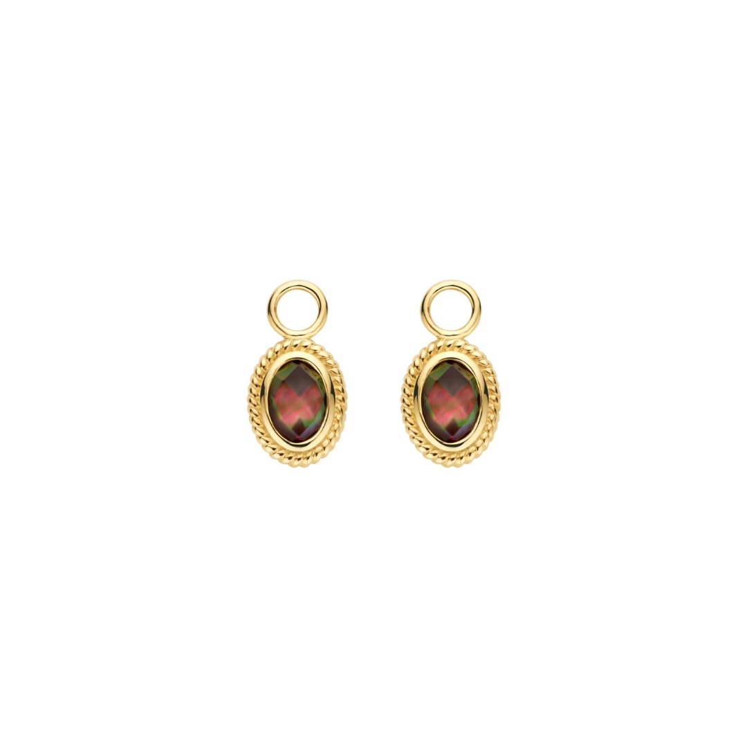 Blush - 14kt geelgouden oorbedels met gefacetteerd zwart parelmoer - 9091YBQ