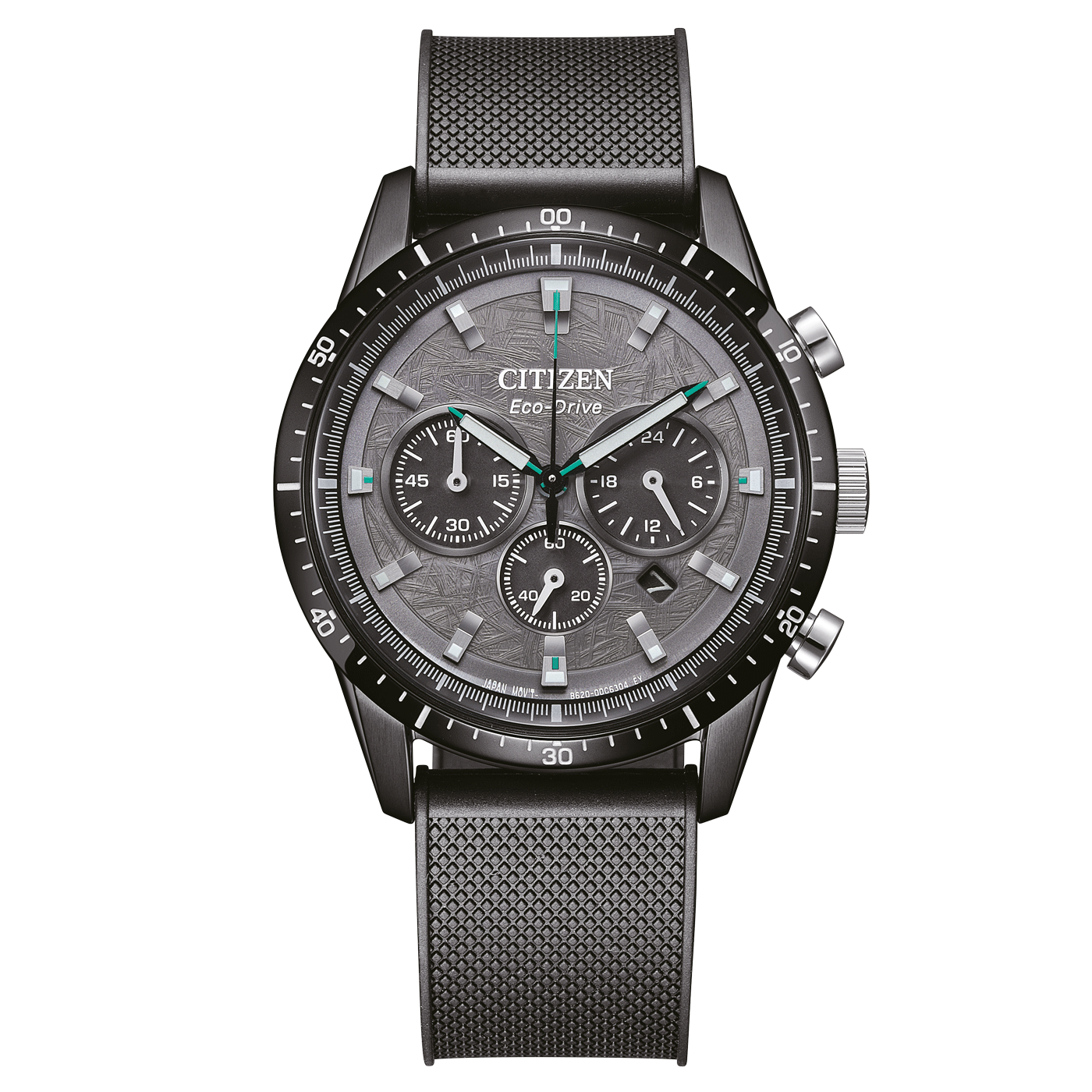 De Citizen Heren Horloge CA4625-02H heeft een rond, zwart kunststof-siliconen kast van 39mm met grijs gestreepte wijzerplaat. Met functies zoals datumweergave en chronograaf, is het quartz horloge waterbestendig tot 10 ATM. Dit sportieve horloge met zwarte siliconenband past perfect bij casual of sportieve outfits. Niet geschikt voor lichtarme omgevingen.