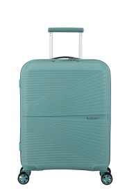 De American Tourister Airconic Spinner 55/20 TSA Dusty Turquoise, modelnummer 128186-A645, is een stijlvolle en lichte handbagagekoffer. Kenmerken zijn: TSA-slot, 360 graden roterende wielen en een stevige handgreep. Perfect voor korte reizen. Draag de koffer gemakkelijk mee met behulp van de verstelbare handgrepen en soepel rollende wielen: comfortabel en praktisch voor elke reis.
Productinfo

Garantie	3 jaar beperkte wereldwijde garantie
Model	Spinner (4 wielen)
Materiaal	100% Polypropylene
Afmetingen	55 x 40 x 20 cm (inclusief handvatten, wielen, bodemdoppen, zijvakken en andere uitwendige onderdelen)
Size	cabin-size
Volume	33.5 L
Gewicht	2 kg

Kenmerken
Buitenkant
Categorie	Hard
Slot	Ge&iuml;ntegreerd TSA combinatieslot, bestaande uit 3 cijfers
Ritsen	Ja
Handvatten	Bovenhandvat(ten)
Trekstang	Dubbele trekstang
Wielen	4 wielen
Type wielen	Dubbele wielen
Handbagage	Ja
Binnenkant
Onderste compartiment	Ja
Bovenste compartiment	Ja
Inpakriemen	In bovenste & onderste compartiment

