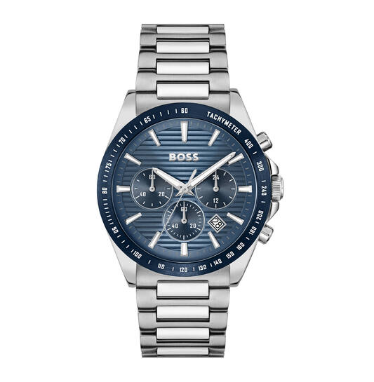 BOSS is voor degenen die een zelfbepaald leven leiden met stijl, passie en doel.

BOSS HB1514240 STRIKE CHRONO Herenhorloge 41mm
Dit BOSS horloge uit de STRIKE CHRONO serie met artikelnr: HB1514240 heeft een luxe uitstraling. Zeer geschikt voor de moderne stijlvolle man van nu. Het herenhorloge valt op door zijn stalen horlogekast met een blauwe bezel met tachymeter en een blauwe sunray bewerkte wijzerplaat met een chronograaf en een datum. De wijzers en uurstrepen hebben een fijn lumibrite accent. Aan de kast zit een stalen schakelband met een vouwsluiting. Het horloge heeft een doorsnee van 41mm een mineraalglas en is 5ATM. 

HET MERK:
HUGO BOSS is afgestemd op levensstijlen waar het gaat om kwaliteit en precisie. Het wereldwijde fashionlabel is verdeeld in twee merken: BOSS en HUGO. Het merk BOSS biedt geavanceerde, moderne horloges gericht op kwaliteit en design om een onberispelijke look te creëren – of het nu zakelijk, casual of sportief is. De horloge collectie van BOSS is perfect afgestemd op levensstijlen waar het gaat om kwaliteit en precisie. BOSS is op maat gemaakt in een onberispelijke stijl.

Blijf stijlvol bij de tijd. Voor de BOSS-vrouw is stijl het handelsmerk en draait alles om
details. Breng uw look naar een hoger niveau met onze nieuwe en kenmerkende horlogecollectie.

SPECIFICATIES:
- Mineraalglas
- Ronde kastvorm, Ø 41mm
- Stalen horlogekast
- Blauwe wijzerplaat
- Stalen schakelband
- 5ATM