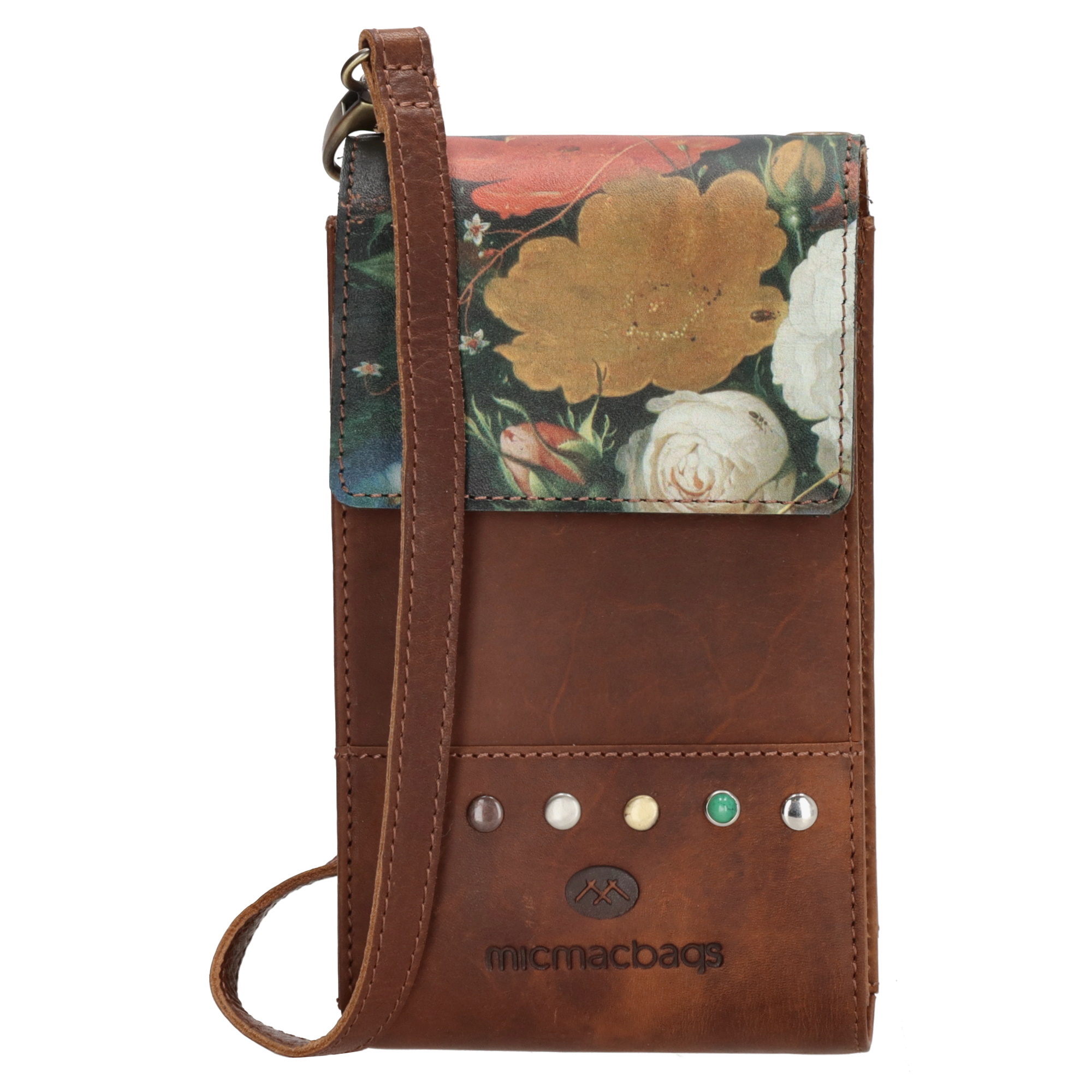 Oelala, kijk dit leuke telefoontasje uit de Masterpiece collectie van Micmacbags eens! Ideaal voor als je even de deur uit moet, want al je belangrijkste essentials zoals je telefoon, sleutels en pasjes passen er in. Het hoofdvak is door een tussenschot verdeeld in twee delen, en in het achterste deel is ruimte voor drie creditcards. Het telefoontasje sluit door middel van een overslag met magneetsluiting, je spullen zijn dus veilig. Is deze leukerd binnenkort van jou? 

De Masterpiece collectie van Micmacbags is geïnspireerd op het kunstwerk 'Bloemen en een horloge' van de stillevenschilder Abraham Mignon. Met de Masterpiece collectie wordt een stukje kunst aan jou doorgegeven! De tassen en portemonnees zijn gemaakt van onze cow pull up, een sterke leersoort die alleen maar mooier wordt door het te gebruiken.

De eigenschappen van dit telefoontasje zijn: 

Hoofdvak met magneetsluiting
3 creditcardvakken 
Afneembare en verstelbare schouderband 