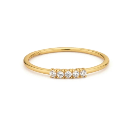  Details: - Size stone: 1,6 mm - Thickness band: 1,2 mm Materials: - 925 sterling silver, plated with 18K gold - Cubic zirconia