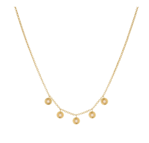 Details: - Length collier: 40 cm + 5 cm extension - Size pendant: 6 mm Materials: - 925 sterling silver, plated with 18K gold - Cubic zirconia