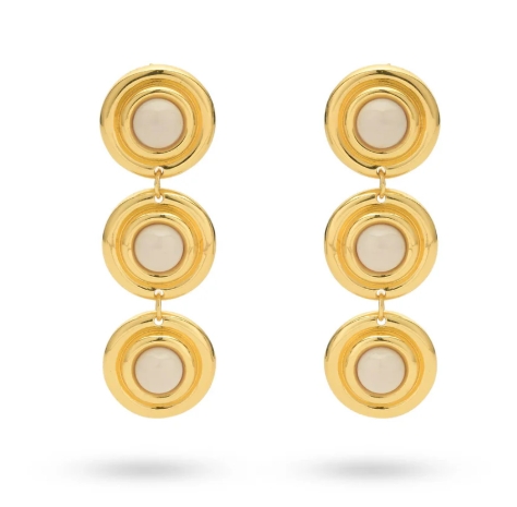 Details: - Size earring: 39 mm - Weight earring (pair): 9 gr Materials: - 925 sterling silver, plated with 18K gold - Cubic zirconia