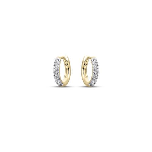 Zilver/ vergulde oorringen met zirkonia