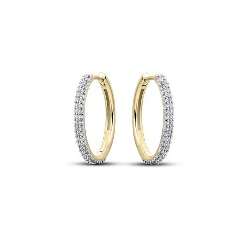  Zilver/vergulde creolen met zirkonia, 20mm