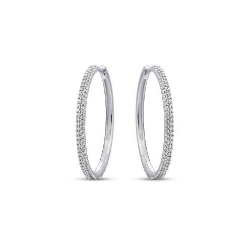 Zilveren oorringen met zirkonia, 30mm