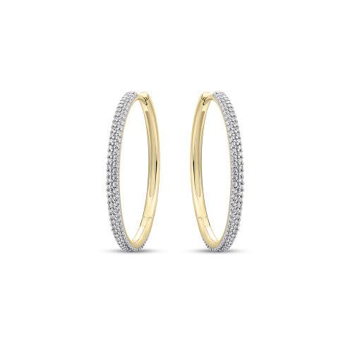 Zilver/vergulde creolen met zikonia, 30mm