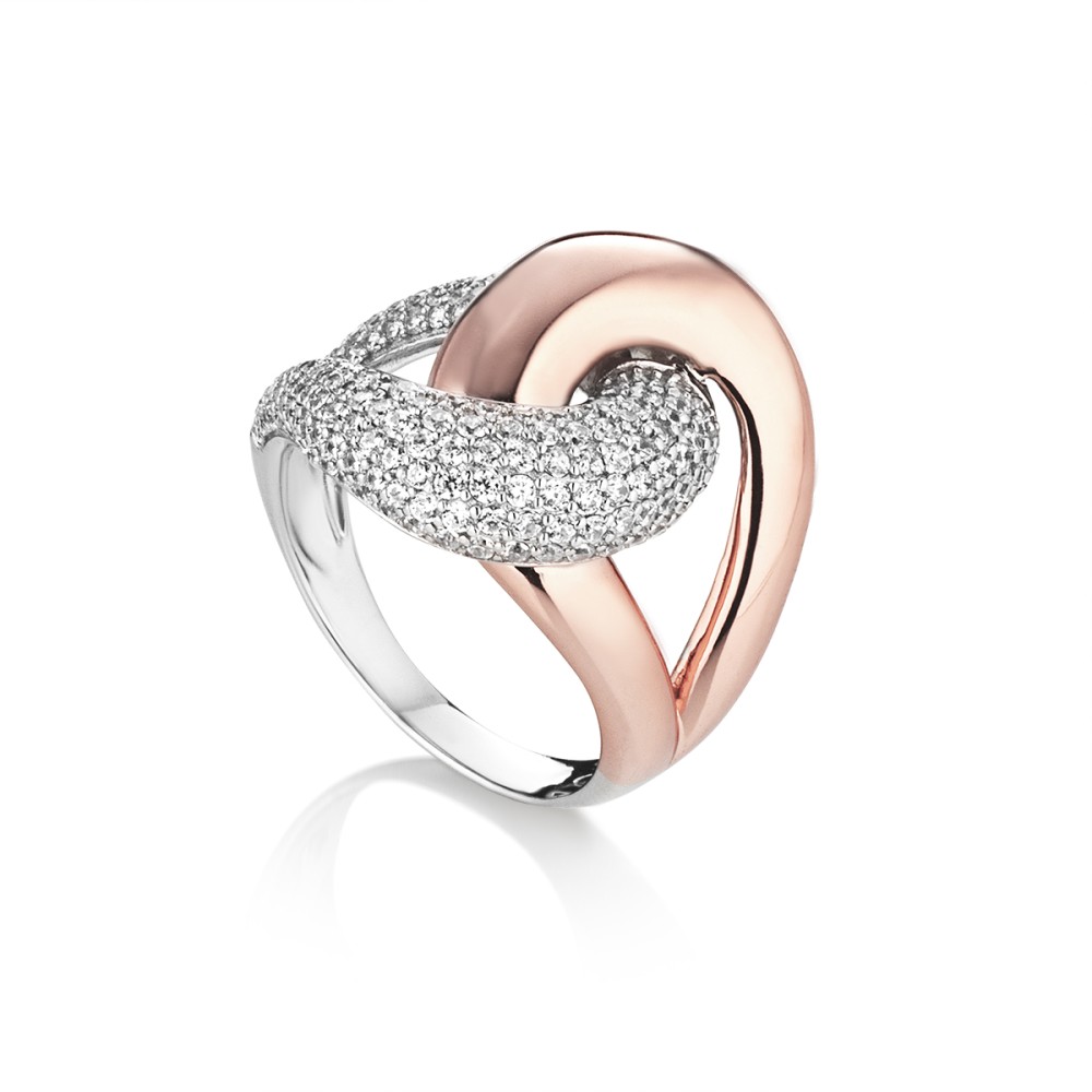 Ring in bi-color zilver rose van het merk Marcello Pane 