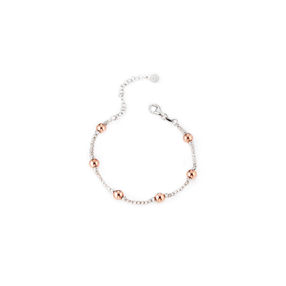 Armbandje in zilver met bolletjes in rosé verguld 