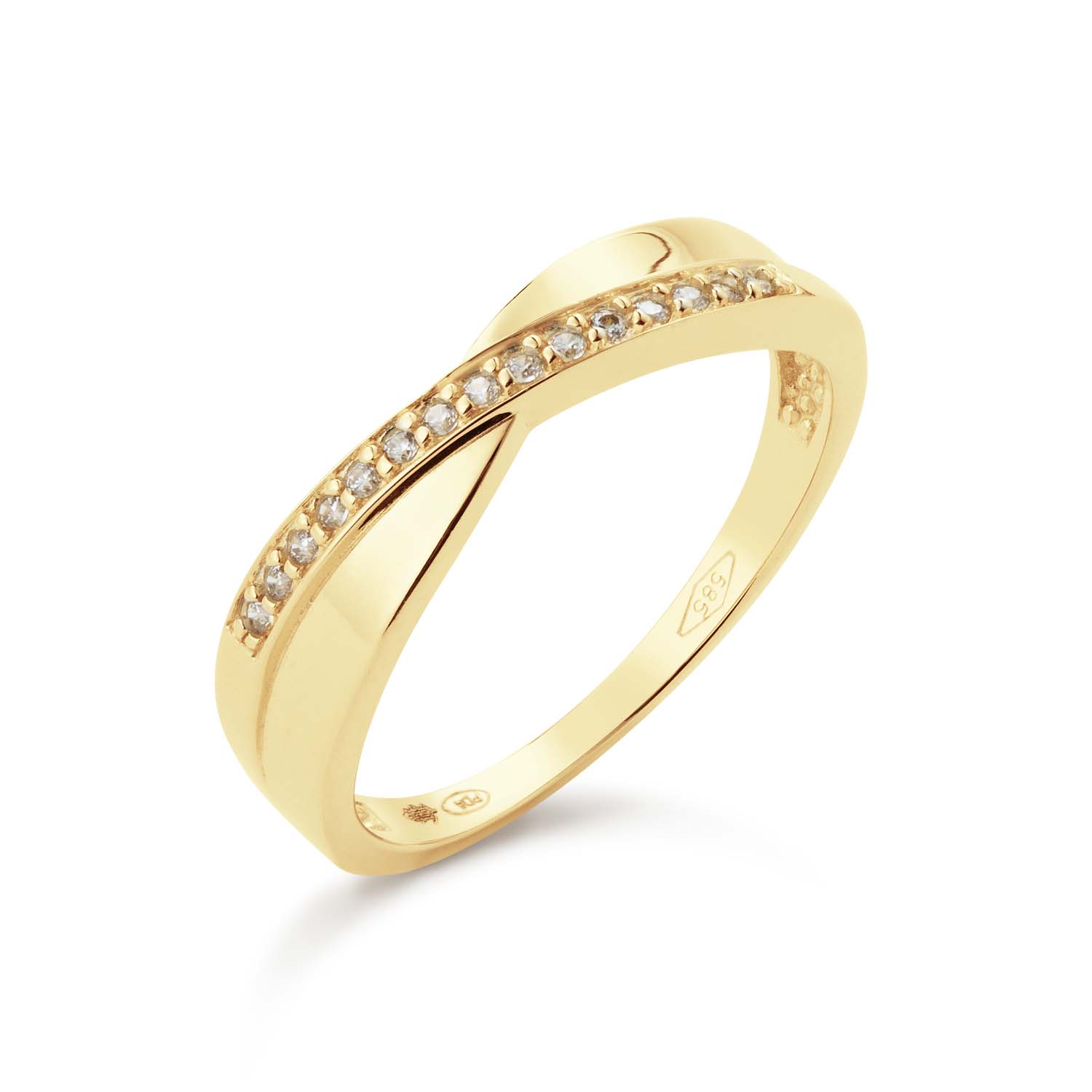 14K gouden ring met zirkonia 4mm