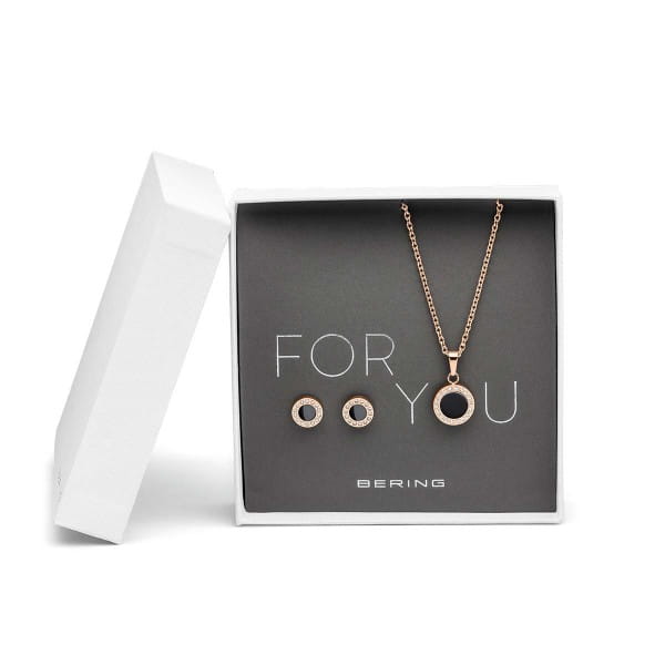 Arctic Symphony | rosegoud staal gepolijst collier met zwart - zirkonia
