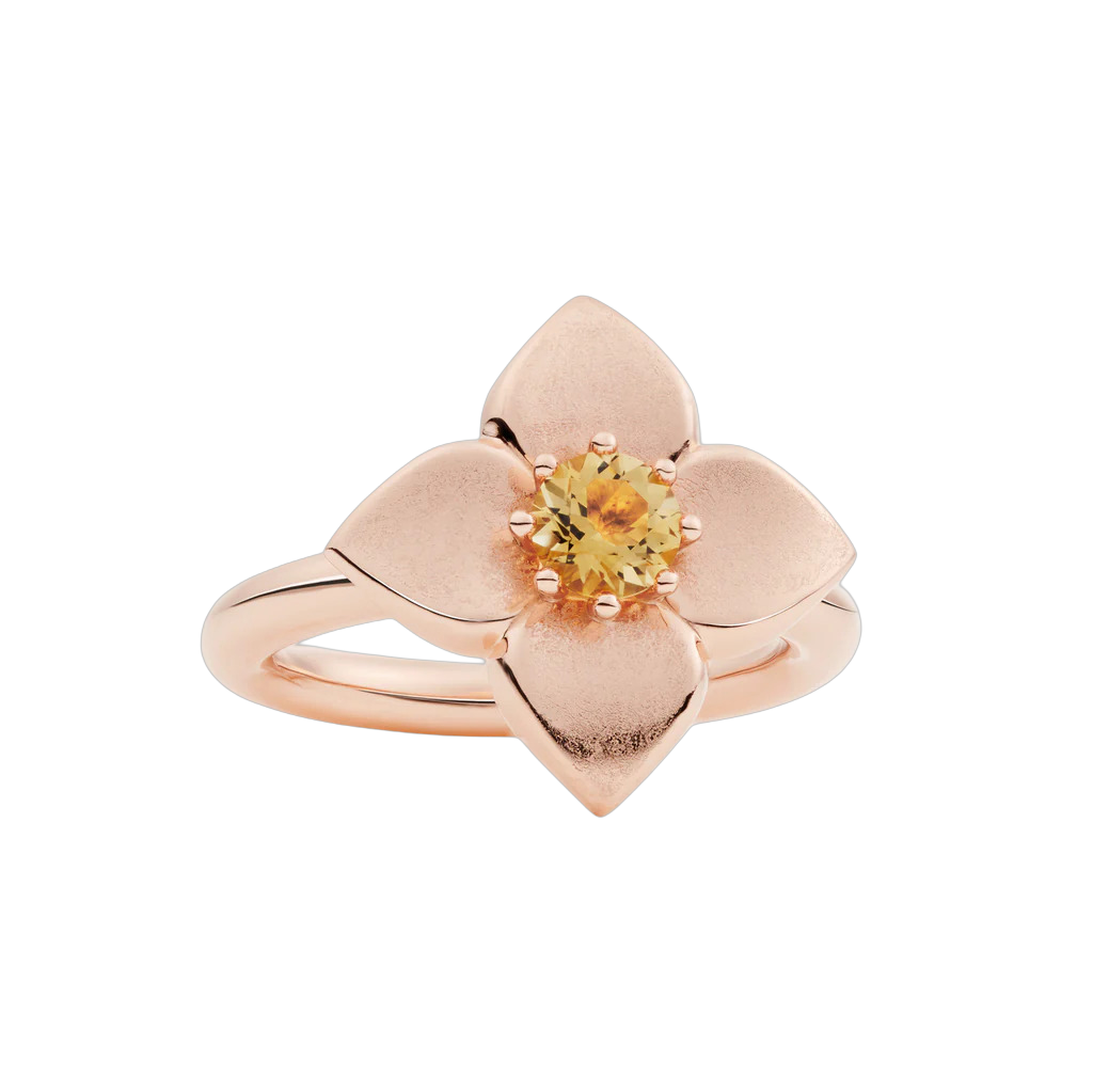 Wordt dit jaar de terugkeer van de Poppy ring? Na 12 jaar op veler verzoek een herintroductie van dit markante model. Met Citrin.