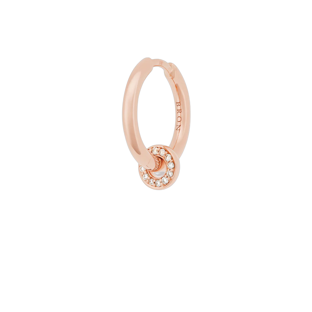 een 18 krt rosegouden hanger voor creool "Single" oorsieraad. klein diamanten elementje. exclusief oorring