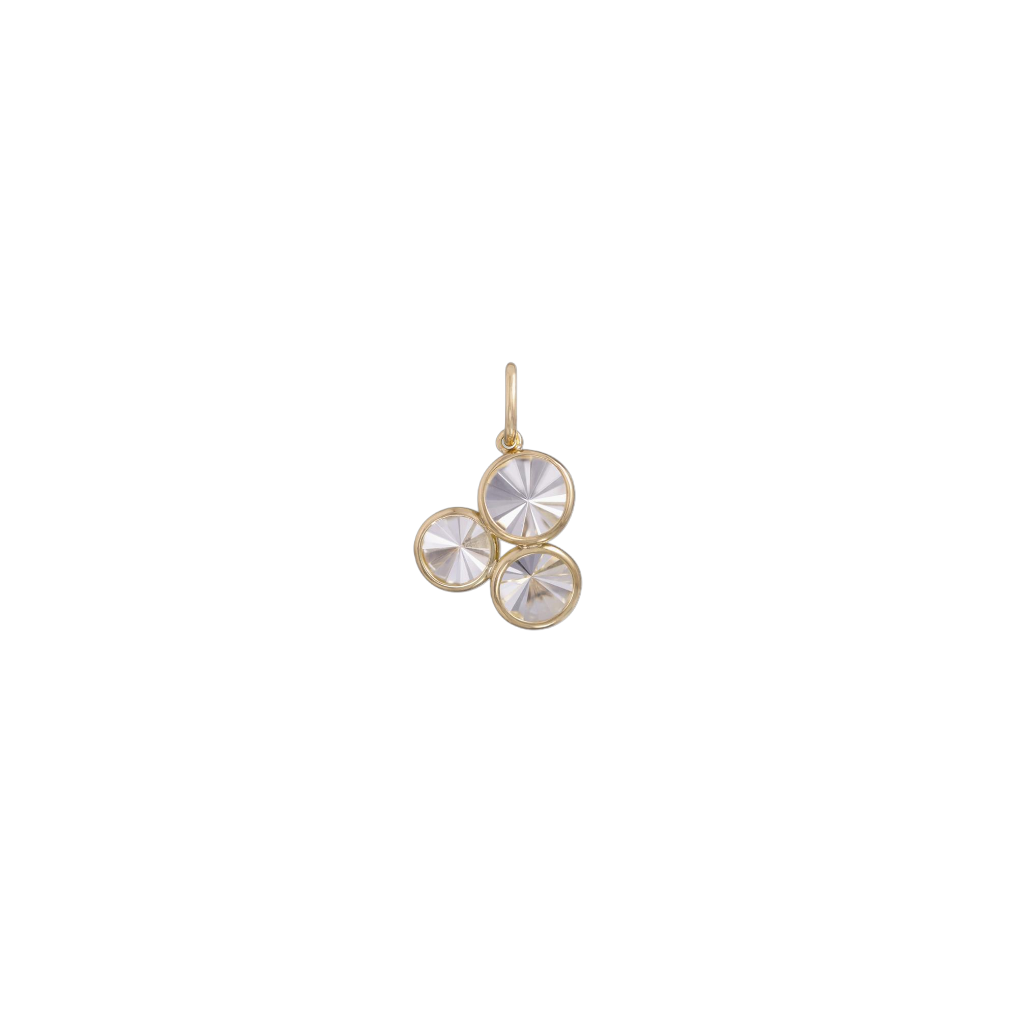 een 18 krt geelgouden hanger Antonio Bernardo model Celebration met 3 witte kwarts stenen.