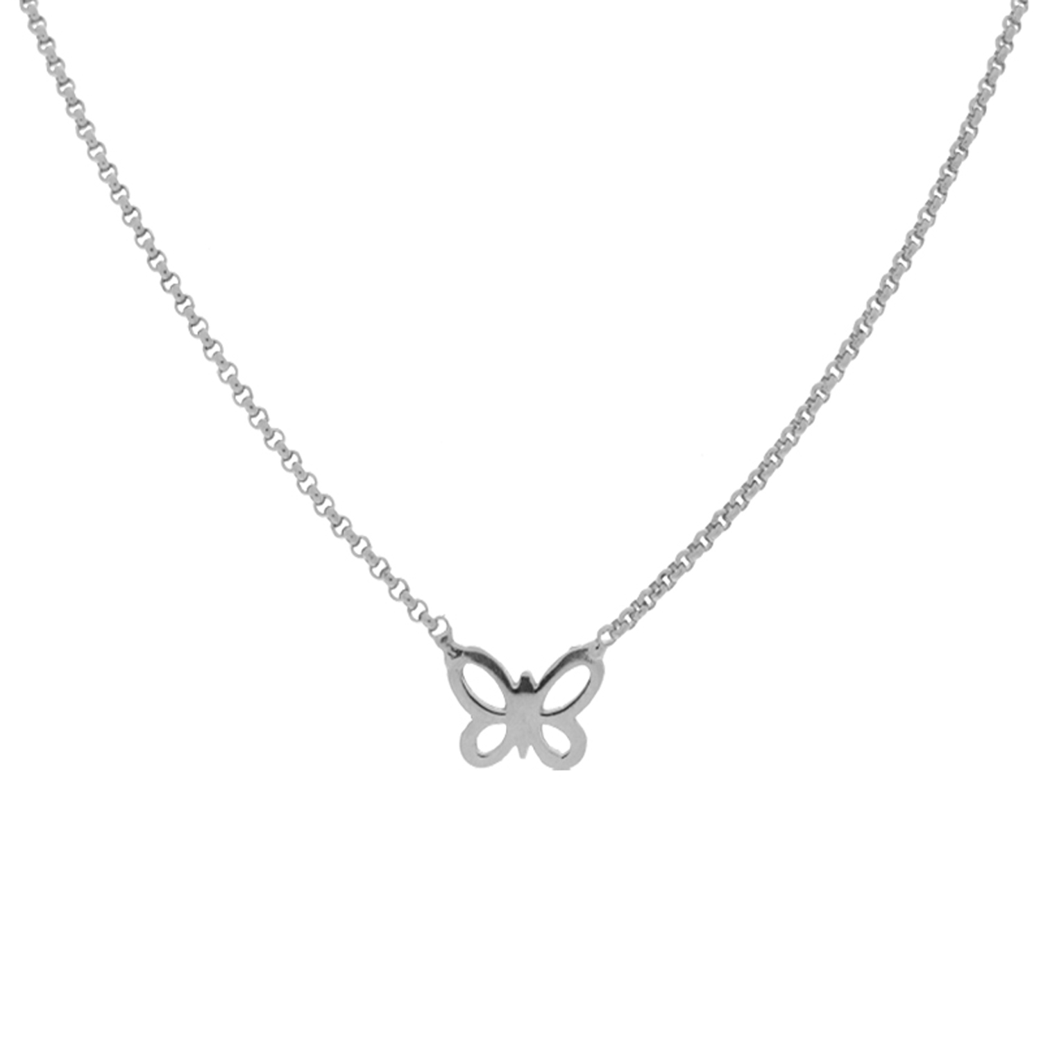 Zilver Gerhodineerd Collier met Vlinder
