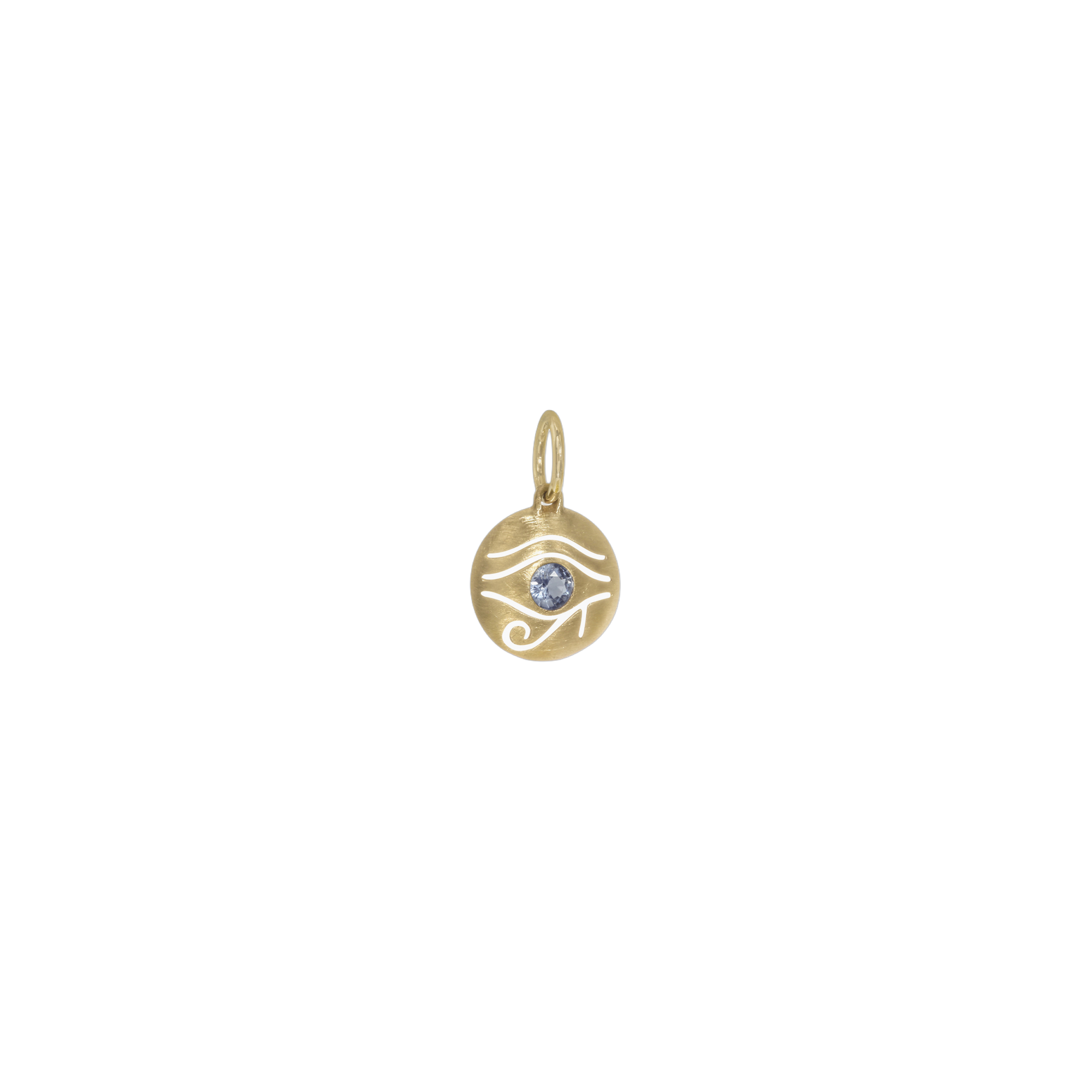 een 18 krt geelgouden hanger Antonio Bernardo model Horus met London Blue topaas.