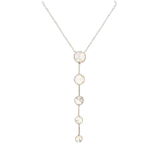 een 18 krt geelgouden collier Antonio Bernardo model Party met 5 witte kwarts stenen.