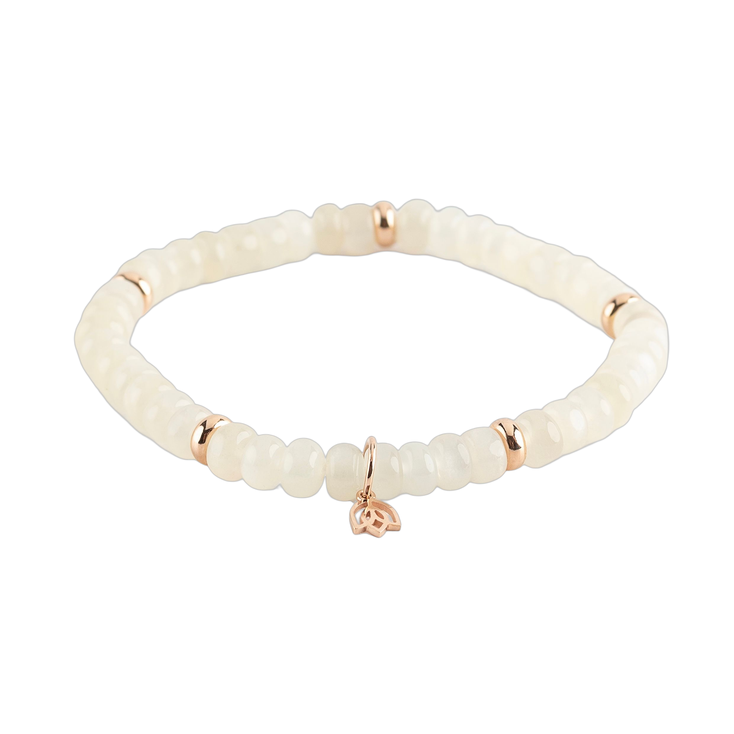 Y&G Edelsteen armband met witte maansteen
Edelstenen armband (6x4mm kralen) en Vijf 14 krt gouden beads & tulp logo.
Onze armbanden hebben een luxe uitstraling, zijn perfect om solo te dragen, maar je kunt ze uiteraard ook combineren.



