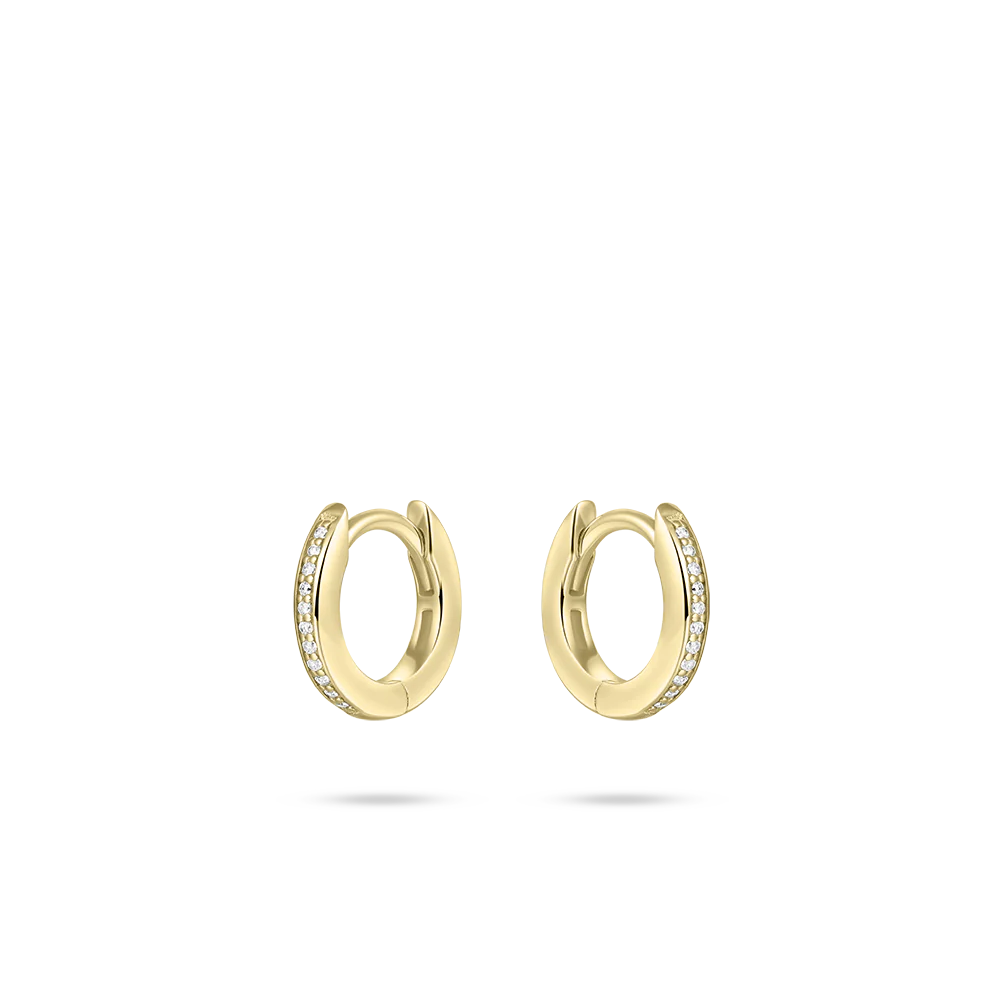 Deze prachtige Allure kleine oorringen zijn subtiel maar elegant van ontwerp. Elke oorbel is gemaakt van een kostbare mix van zilver en geel goud en heeft een kleine glinsterende steen, die precies de juiste hint van sprankeling geeft. Perfect voor zowel dagelijks gebruik als speciale gelegenheden.