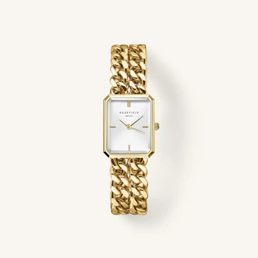 Rosefield introduceert een nieuwe stijl die een horloge en sieraden combineert – kleine maat, met een aanpasbaar dubbel plat kettinkje als bandje. Een uniek item met een premium uitstraling.