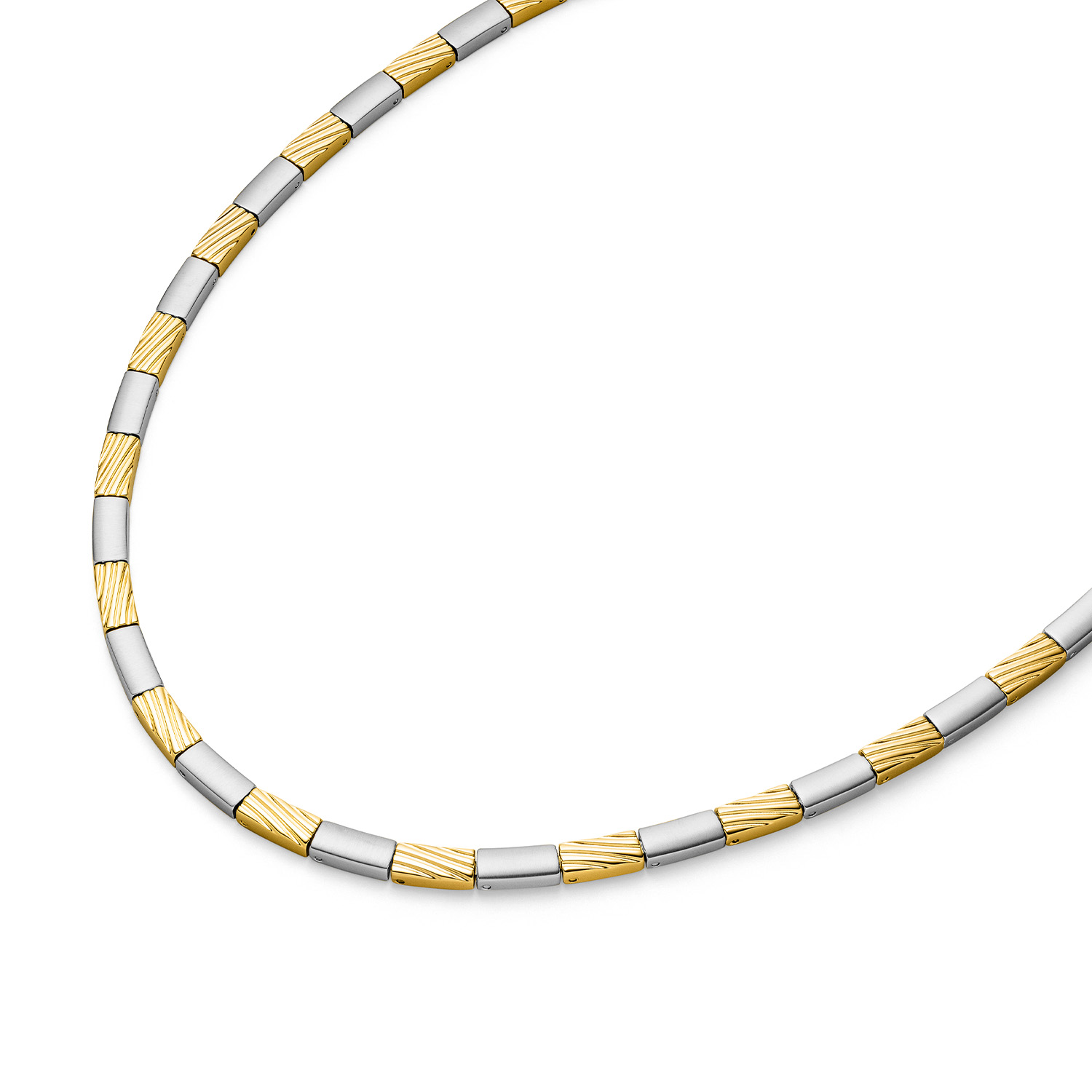 Boccia Titanium 08081-02 Collier bicolor 45cm
Deze unieke bicolor titanium ketting van Boccia Titanium is een mooie toevoeging aan je sieradencollectie! Wat deze titanium ketting uniek maakt, is dat het rechthoekige schakels zijn, om en om een zilverkleurige en goudkleurige schakel die met elkaar verbonden zijn. Combineer de ketting met het bijpassende armband en oorbellen voor een complete look.

HET MERK
Boccia Titanium is het titanium merk van Nederland, dat zijn oorsprong in Duitsland vindt en is opgericht in het jaar 1992. Ontwikkeld door internationale ontwerpers. Alle titanium componenten van de BOCCIA TITANIUM collectie zijn gemaakt van 99,7% puur titanium; het bijzondere materiaal. Het is licht in gewicht, neemt de temperatuur van de huid aan en is zeer huidvriendelijk. Bovendien is het corrosie- en temperatuurbestendig.

SPECIFICATIES
- Ketting
- Puur titanium
- Bicolor
- 45cm