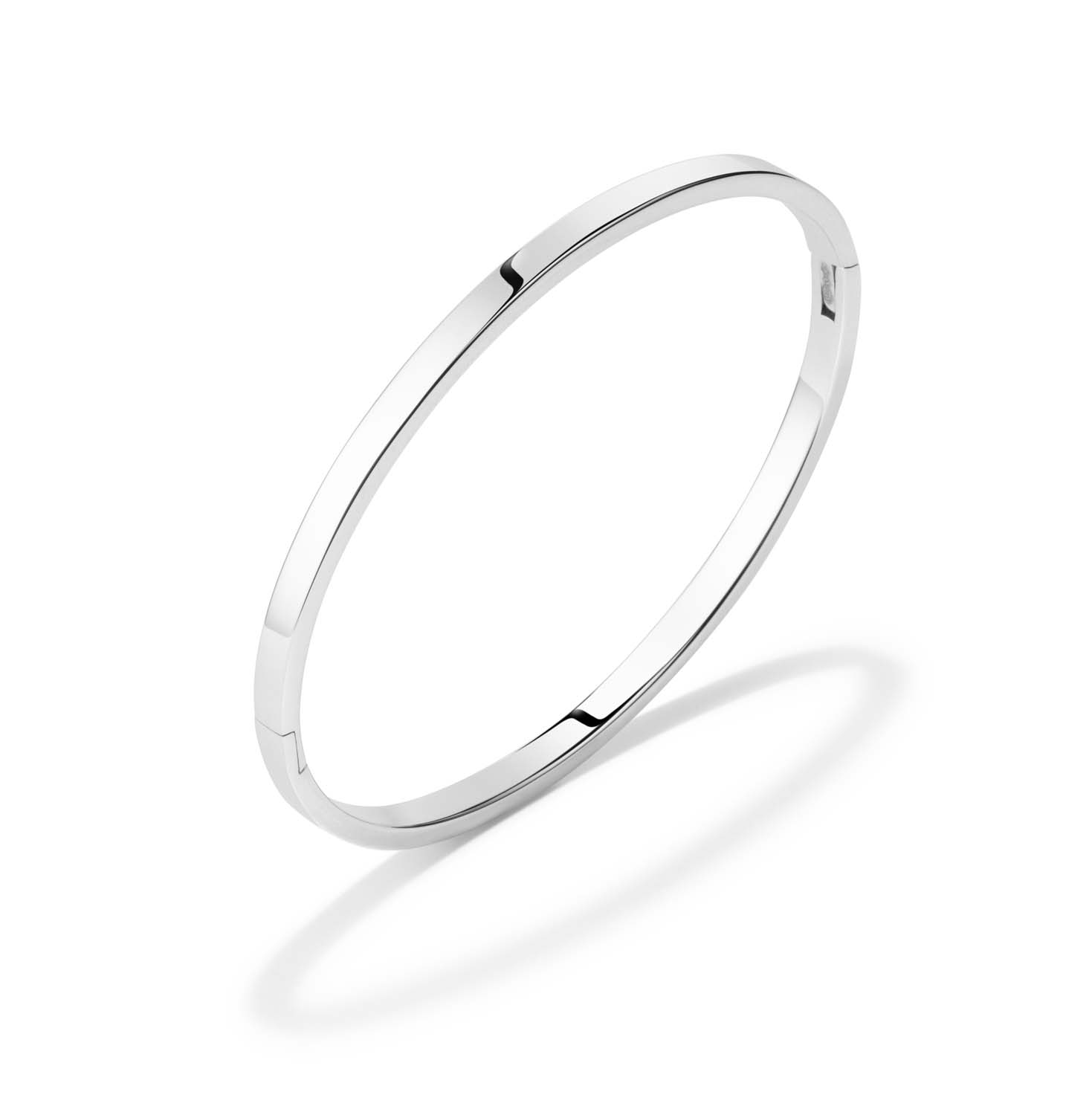 Zilveren massieve Bangle 4mm. vierkante buis