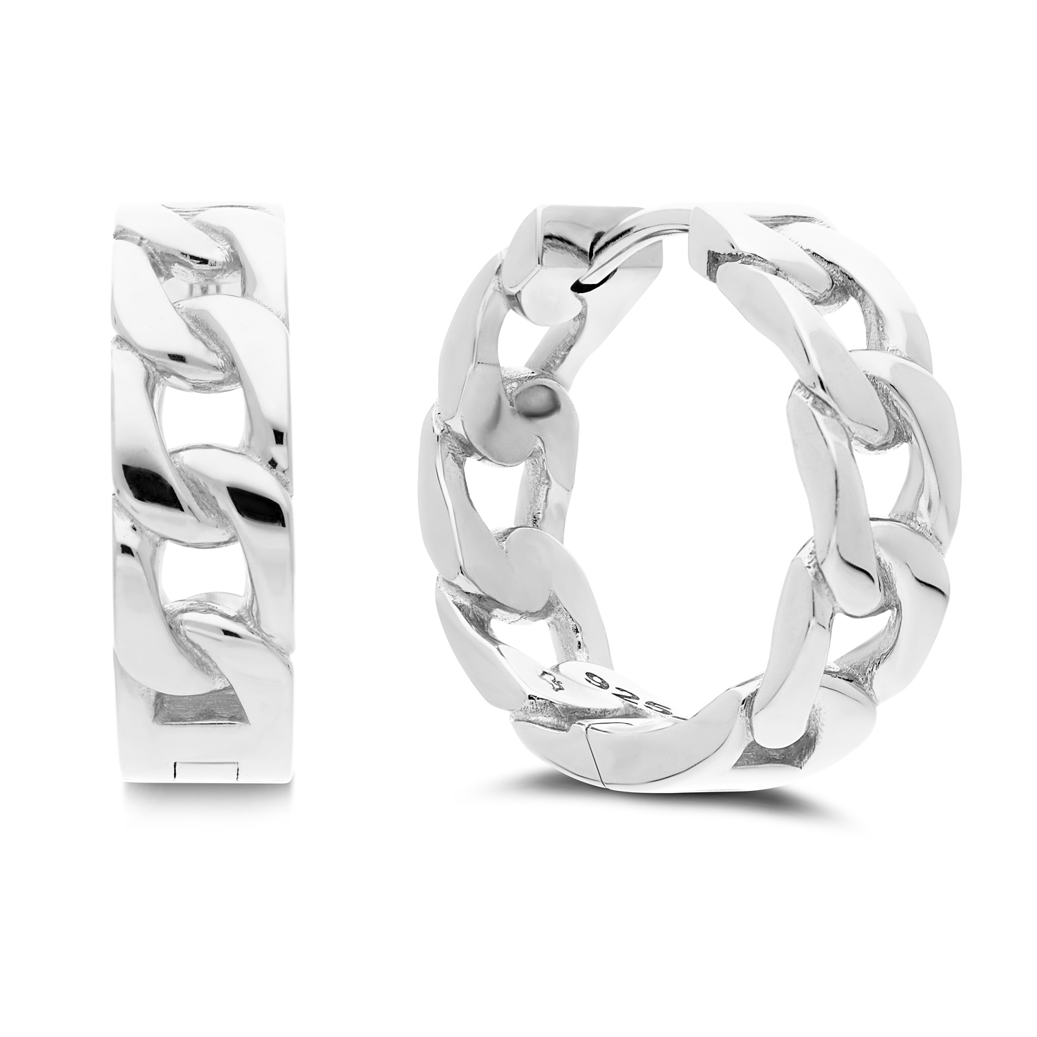 Zilveren oorringen, mass. gourmet 5,5x14mm