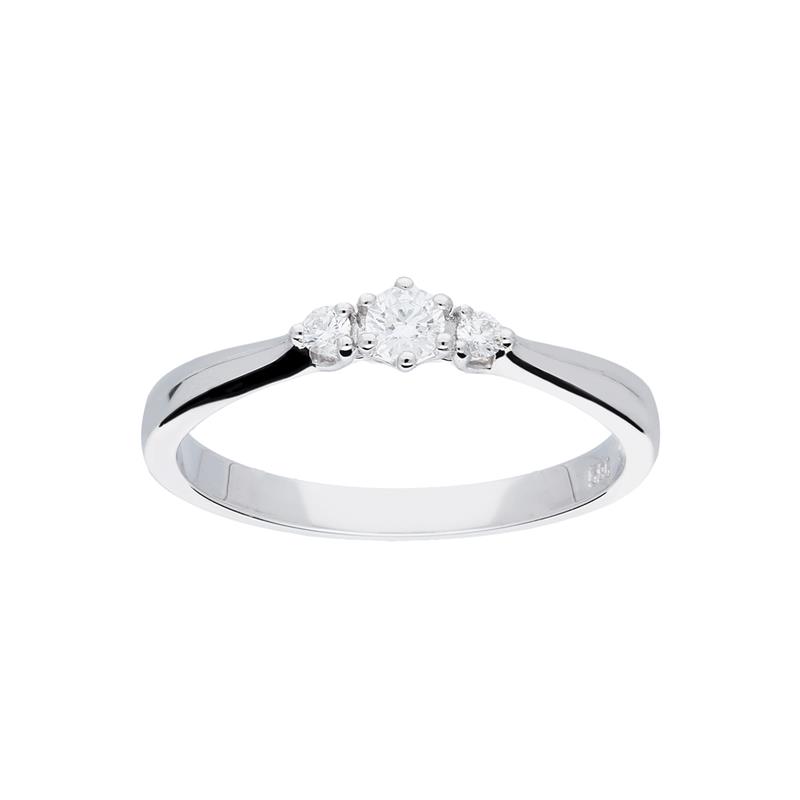 RING FANTASIE DIAMANT - 585 WIT - 2GR - 3-0.15CT G-SI