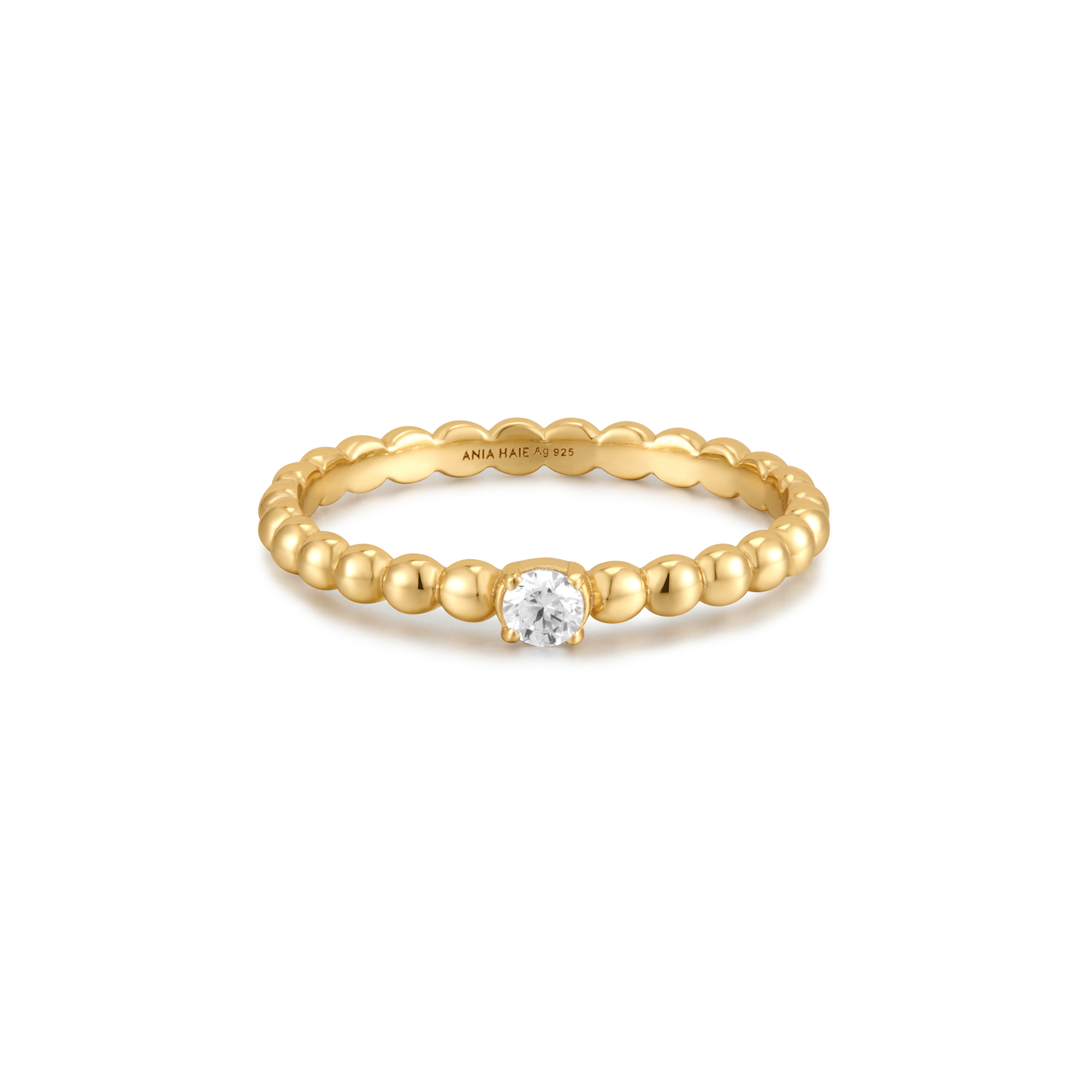 Je zult zeker verliefd worden op onze sierlijke ring. Deze ring is gemaakt van meerdere bollen die met elkaar verbonden zijn en heeft een zirkonia in het midden van een band van 14kt verguld sterlingzilver. Stapel hem op met die van jou en pas moeiteloos bij je dagelijkse looks.

HET MERK
Geïnspireerd door de laatste fashion trends is Ania Haie het toonaangevende sieradenmerk voor hoogkwalitatieve maar ook betaalbare zilveren sieraden, zonder op de kwaliteit in te leveren. Iedere collectie is gebaseerd op de laatste catwalktrends, waardoor Ania Haie snel tot hét sieradenmerk voor stijlbewuste consumenten is verkozen. Elk sieraad wordt ontworpen om te combineren met andere sieraden waardoor je je eigen look kunt creëren. Maar ook zijn Ania Haie sieraden opvallend genoeg om op zichzelf te dragen.

SPECIFICATIES
- Ania Haie
- Ring
- 925 zilver met gold/ rhodium plating
- Maat 56
- AH R059-01G