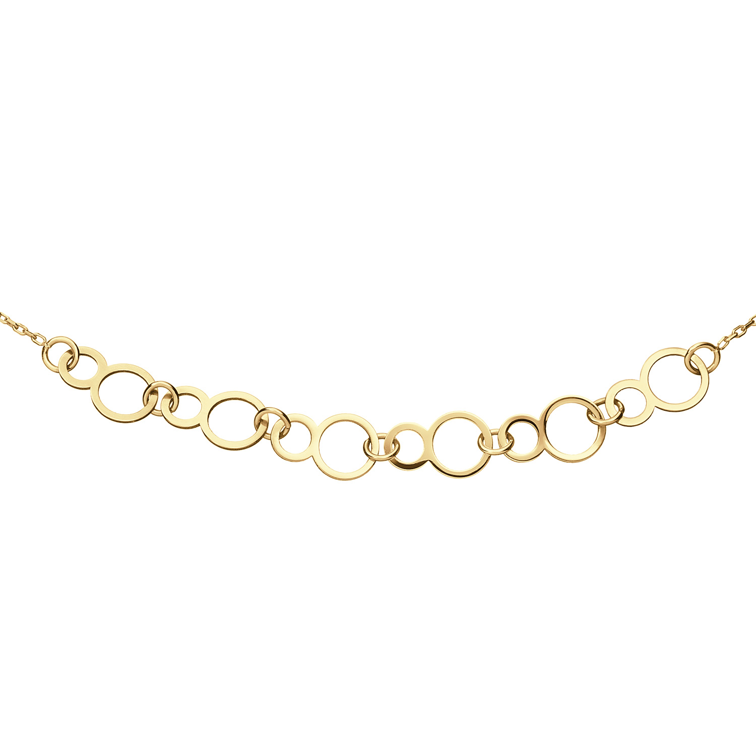 De Rialto Necklace is gemaakt van 14 karaat goud. De vormen van de armband zijn geïnspireerd op de Rialtobrug in Venetië. Combineer met de bijpassende Rialto armband en ga voor de ultieme Jackie look!

Venetian Diary Als je aan een betoverende stad denkt, waar je kunt verdwalen in smalle straatjes en waar gondels je meenemen langs de mooiste gebouwen en architectuur. Waar op iedere hoek iemand spontaan in een serenade kan uitbarsten. Aan welke stad denk je dan? Juist, het Italiaanse Venetië. Mysterieus, betoverend en romantisch. Een stad met elegante grachten, prachtige pleinen en kleurrijke mensen. Een stad waar ik mijn hart aan heb verloren. 

Het merk
Jackie is hét 14 karaat gouden on trend sieradenmerk. De collecties zijn geïnspireerd op de reizen die ik maak, van stedentrips tot exotische oorden. Elk gouden sieraad is helemaal van nu, handgemaakt door Europese goudsmeden en vervaardigd van overwegend gerecycled goud met echte edelstenen en zoetwaterparels. Elke collectie is dan ook met veel liefde en passie samengesteld. Mijn Jackie sieraden zijn de perfecte finishing touch voor iedere outfit!

Specificaties
- Ketting
- Materiaal: 14 Karaat - Geelgoud - 585
- Open cirkels
- Totale lengte: 45cm
