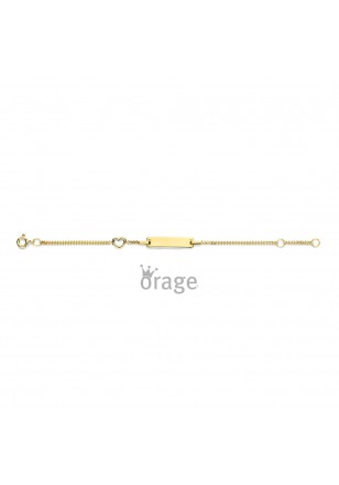 De armband met naamplaatje en hartje is gemaakt i 9 karaat geel goud. Dit kan dienen als een mooi, persoonlijk cadeau. Het kan nog gepersonaliseerd worden met gravure op voor- en achterzijde.
