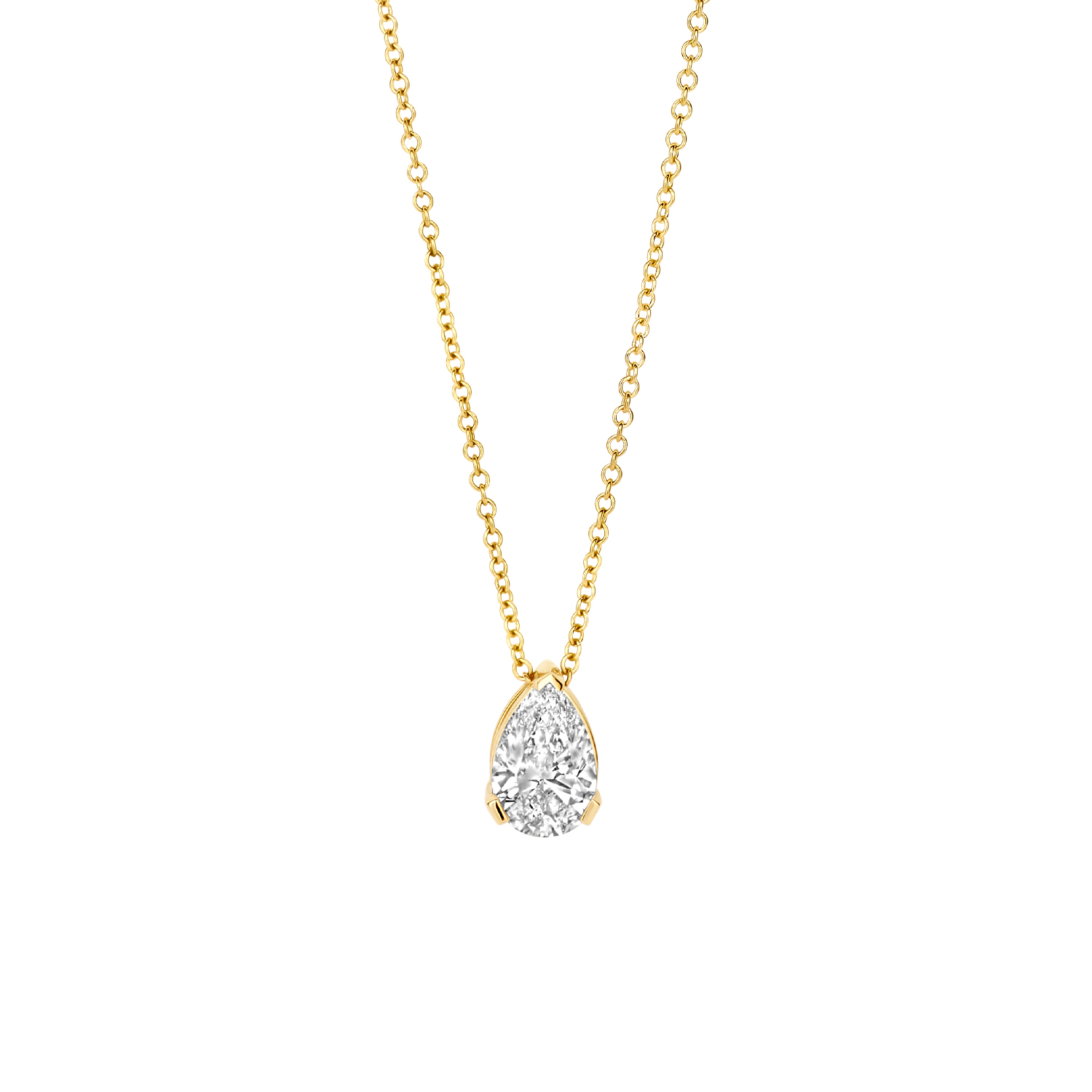 14K collier met 0.50 crt peer diamant