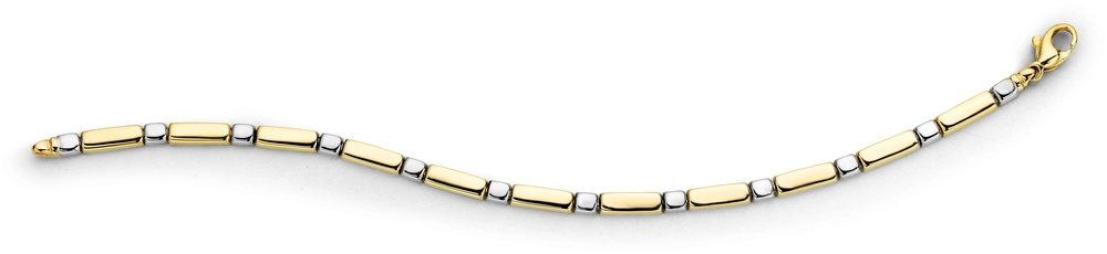gouden Monzario armband, bicolor blokjes 19,5cm