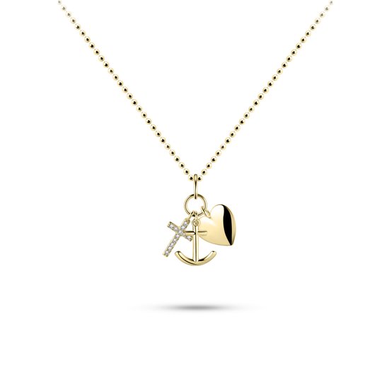 Ketting zilver plaqué met hanger geloof, hoop en leifde