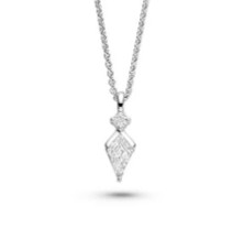 FJF zilveren collier met zirkonia hanger. Deze zilveren ketting is voorzien van een rhodiumlaag en bezet met een Swarovski kristal.