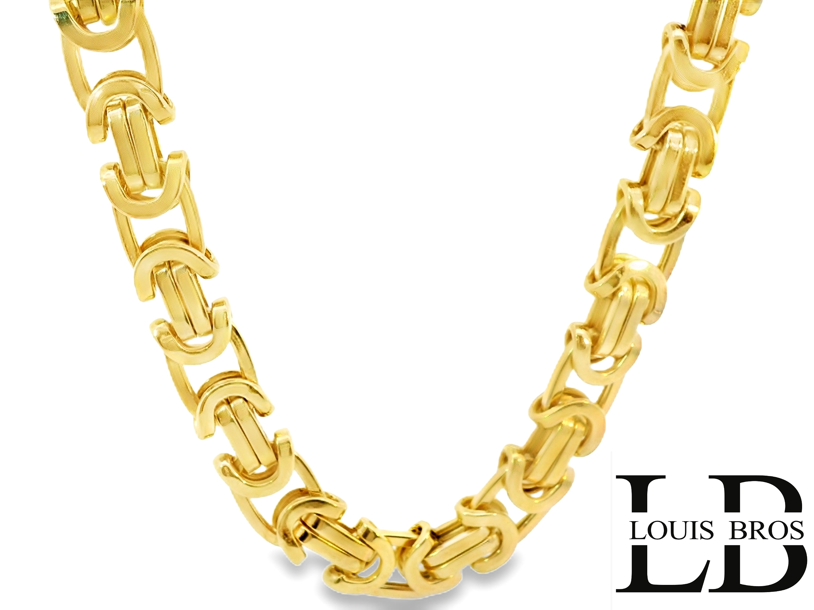 Deze koningsschakel collier van Louis Bros is vervaardigd uit 14k geelgoud (30.68 gr) .Het collier heeft een lengte van 55 cm en een breedte van 8 mm. En een dikte van 4 mm .De koningsschakel is een stoere blikvanger. Houd jij van stoer en opvallend? En draag je graag gouden sieraden? Dan is dit exemplaar echt iets voor jou!