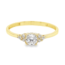 Geelgoud 14 karaat ring met zirkonia met zijstenen