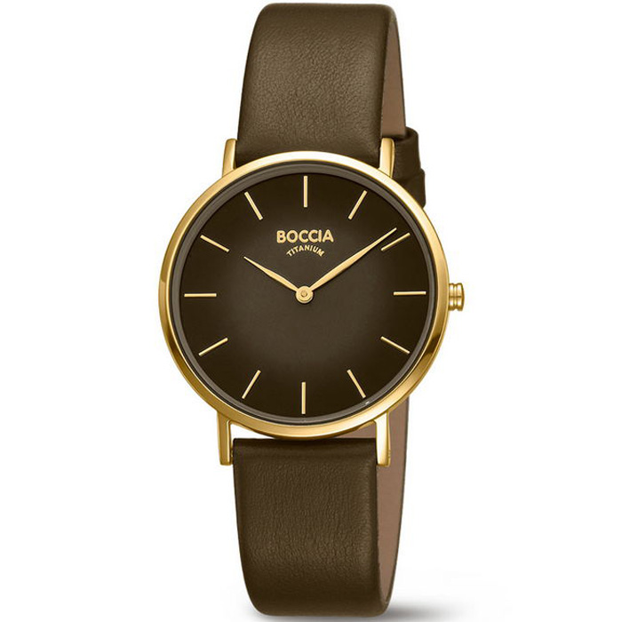 Boccia 3273-13 horloge dames titanium Bruin met verguld