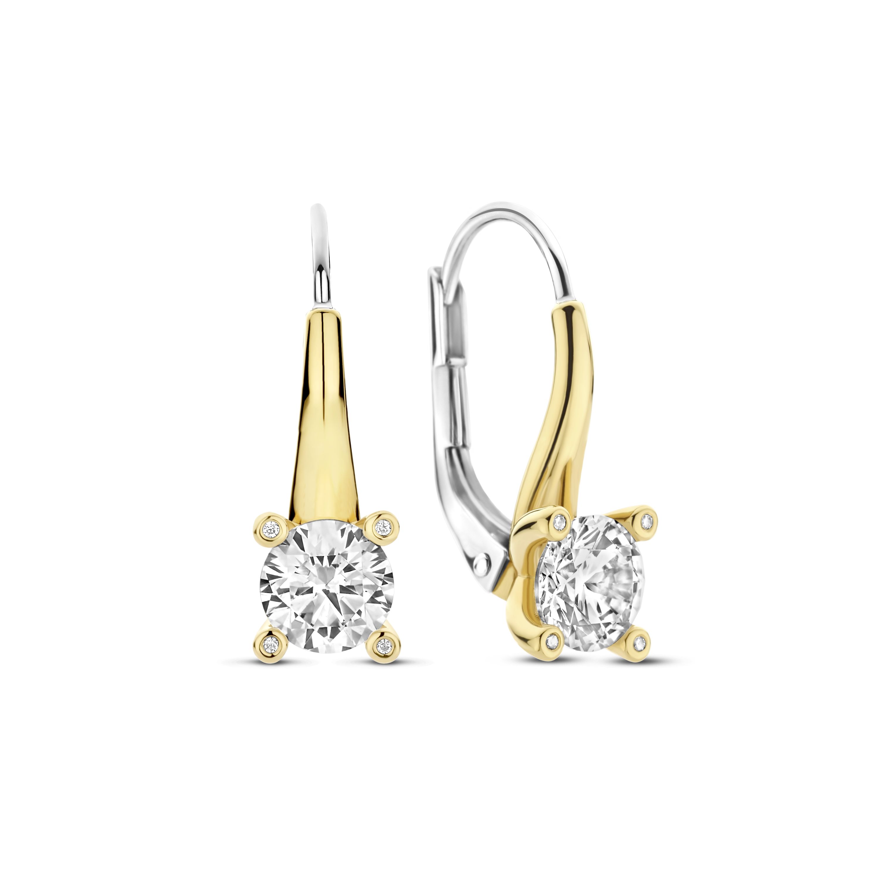 Ti Sento Milano - Zilveren oorhangers verguld, met zirconia - 78009ZY