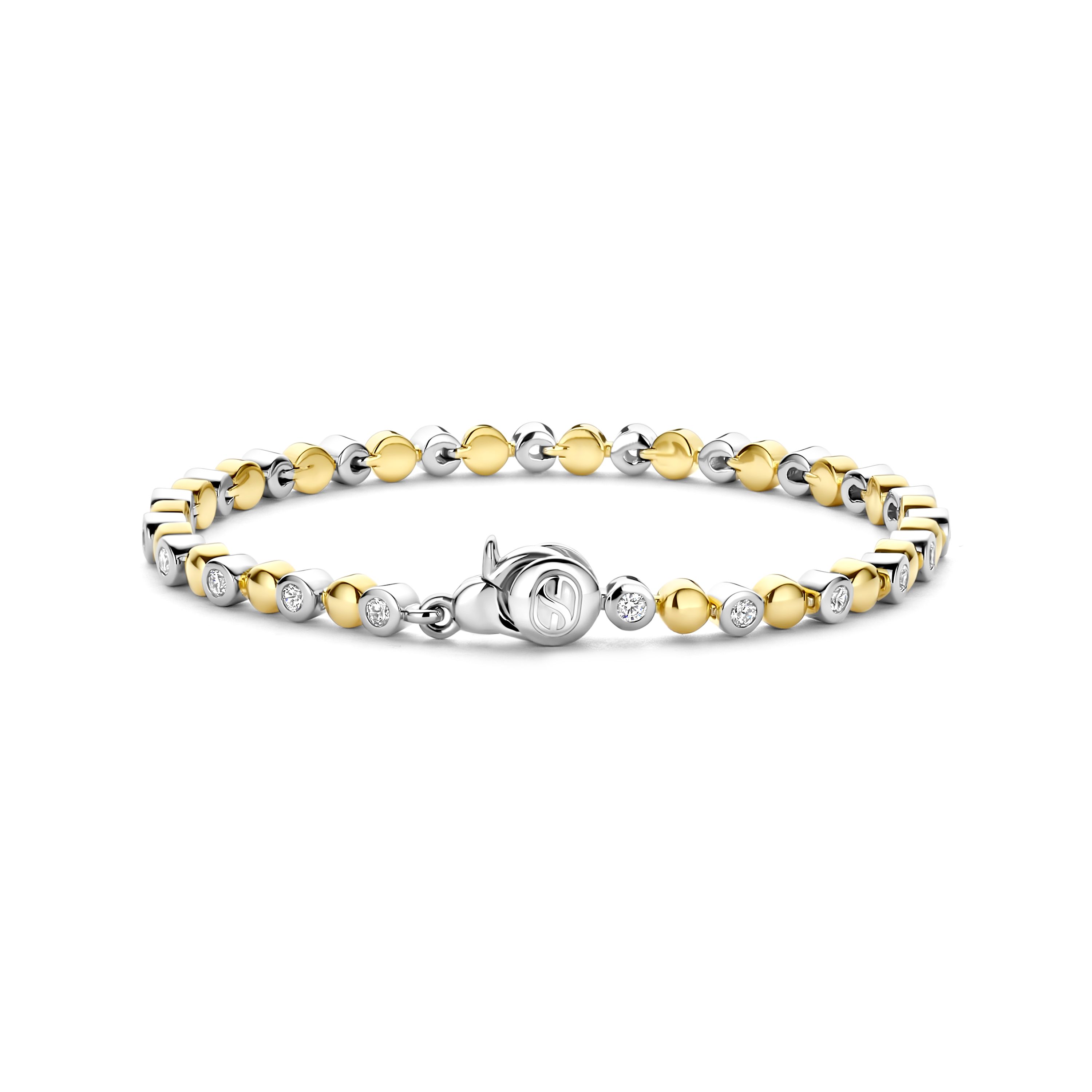Ti Sento Milano - Zilveren bicolor armband, geel verguld/zilver, bezet met zirconia's - 23066ZY